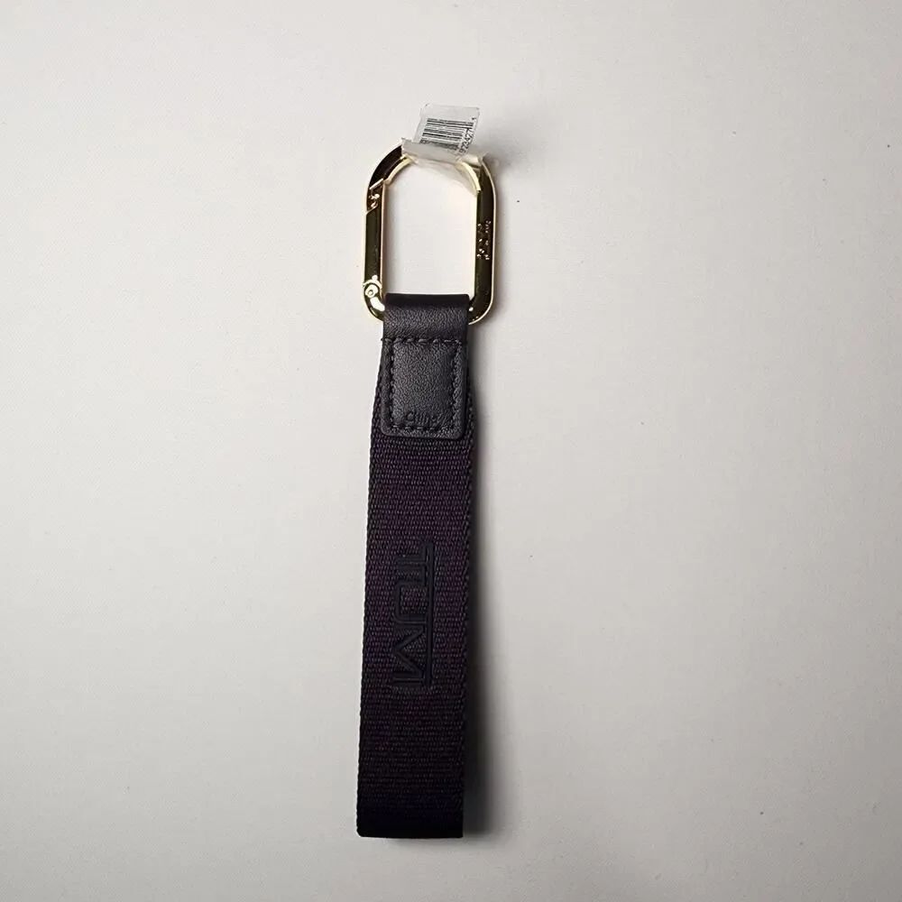 NWT TUMI 157146-1087 Mini Monogram Valet Key Fob Blackberry Webbing Carabiner